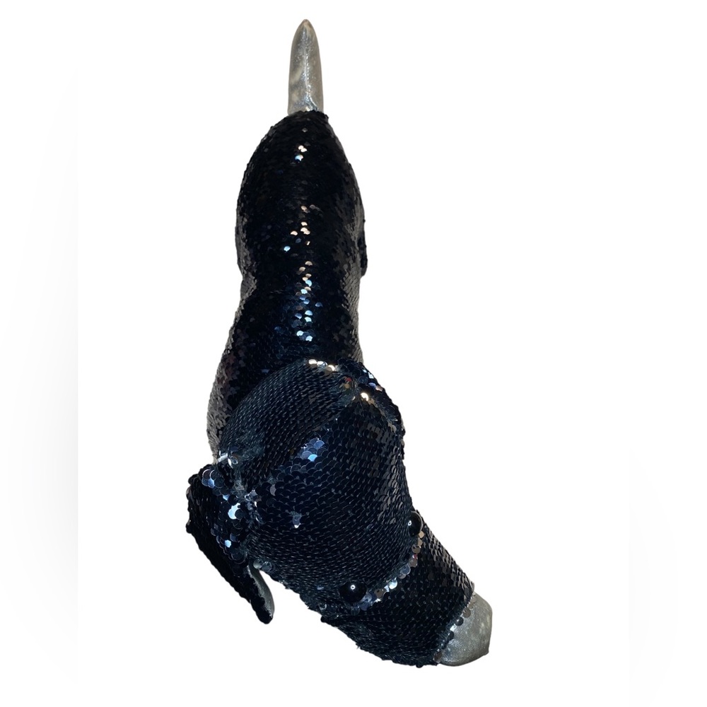 Dan Dee Dachshund Sequin Flip Plush Black & Silver Weiner Dog Stuffed Animal - Picture 5 of 16